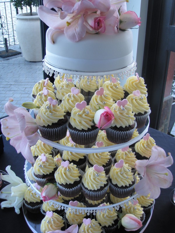 Wedding Cupcakes with Pink Hearts made fresh on the Gold Coast 